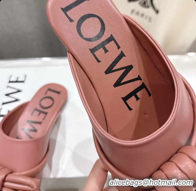 Pretty Style Loewe Flamenco Knot Lambskin Leather Flat Mules Pink 6070313