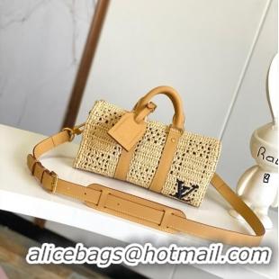 Luxury Cheap Louis Vuitton Raffia Keepall Bandouliere 25 Handbag M25010