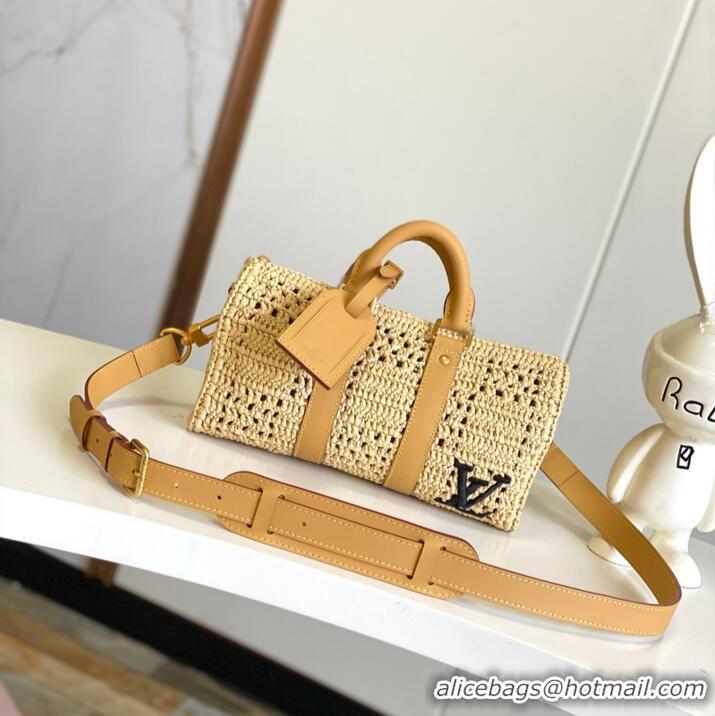 Luxury Cheap Louis Vuitton Raffia Keepall Bandouliere 25 Handbag M25010