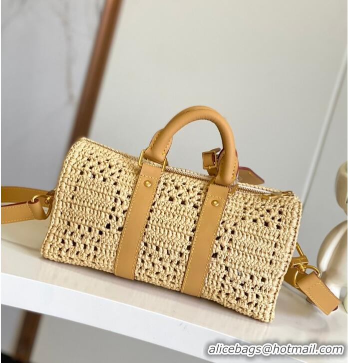 Luxury Cheap Louis Vuitton Raffia Keepall Bandouliere 25 Handbag M25010