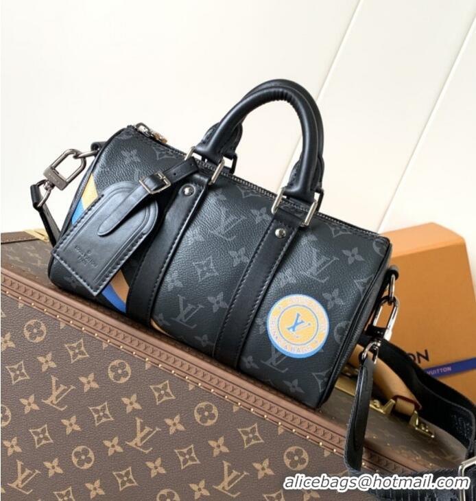 Top Design Louis Vuitton Keepall 25 Monogram Eclipse Reverse Canvas Tote Bag P01942