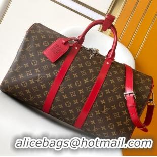 Luxury Cheap Louis Vuitton Keepall Bandouliere Travel Bag 45cm Multi-color M13807 Red