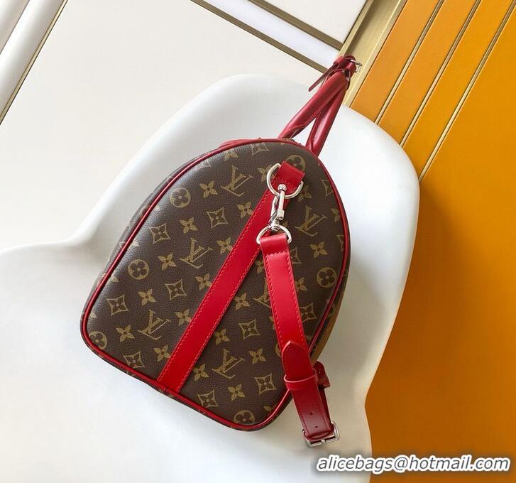 Luxury Cheap Louis Vuitton Keepall Bandouliere Travel Bag 45cm Multi-color M13807 Red