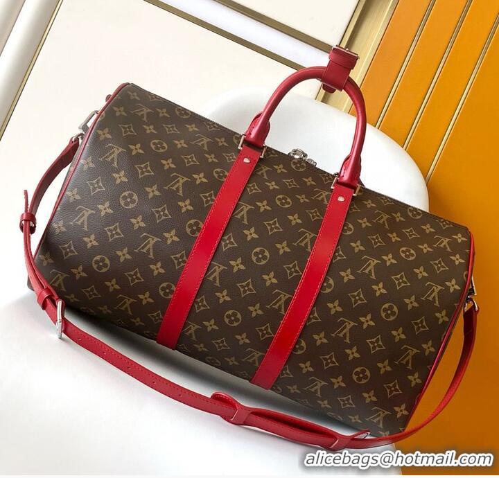 Luxury Cheap Louis Vuitton Keepall Bandouliere Travel Bag 45cm Multi-color M13807 Red