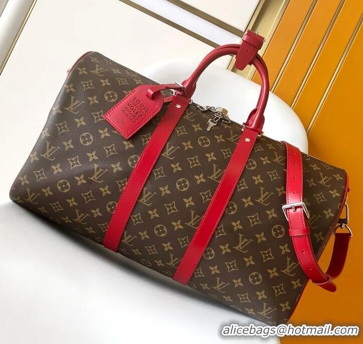 Luxury Cheap Louis Vuitton Keepall Bandouliere Travel Bag 45cm Multi-color M13807 Red