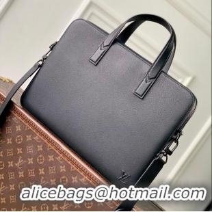 Top Grade Louis Vuitton Gate First Layer Leather Briefcase Bag M15258 Black