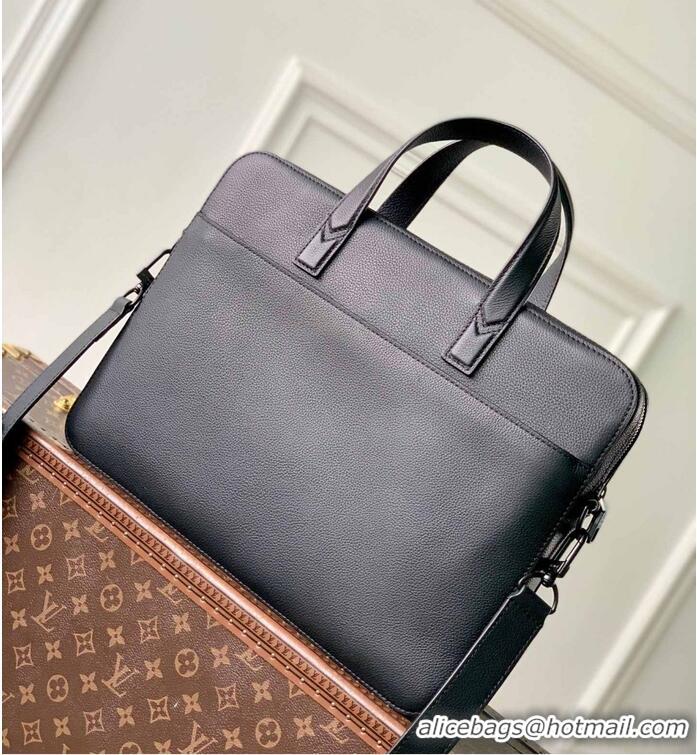 Top Grade Louis Vuitton Gate First Layer Leather Briefcase Bag M15258 Black