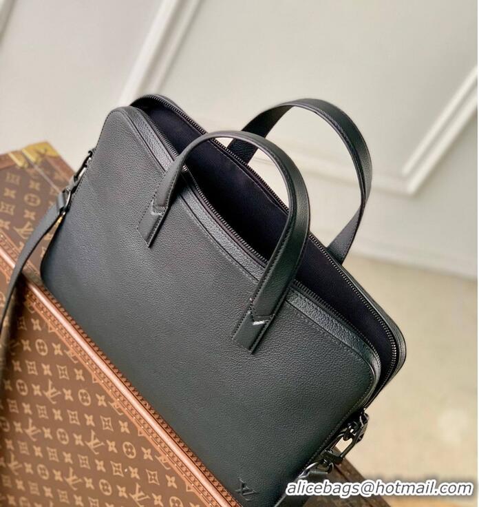 Top Grade Louis Vuitton Gate First Layer Leather Briefcase Bag M15258 Black