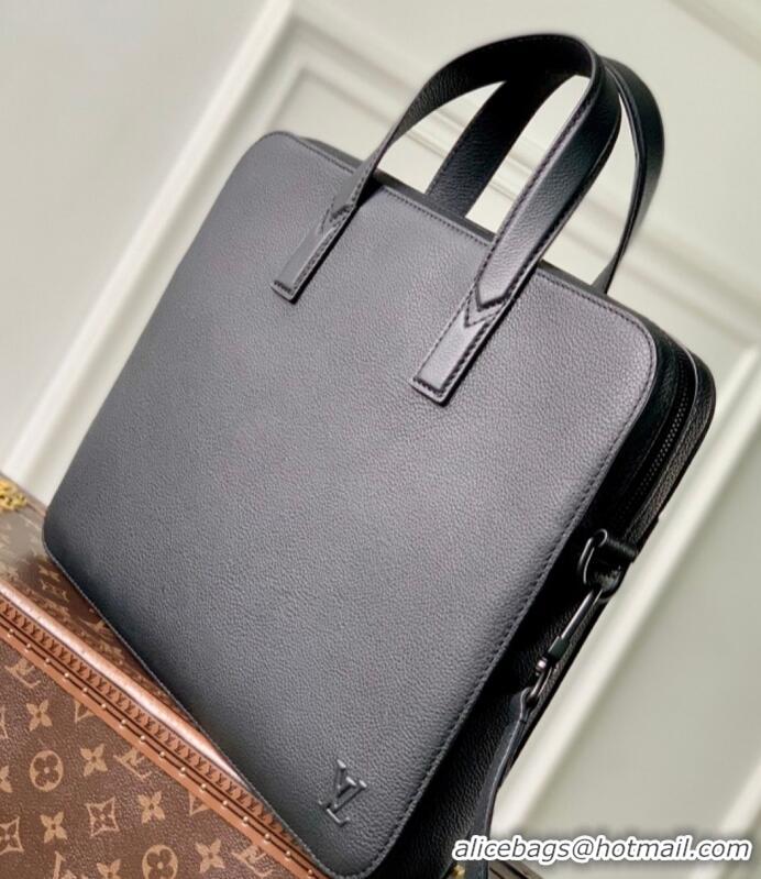 Top Grade Louis Vuitton Gate First Layer Leather Briefcase Bag M15258 Black