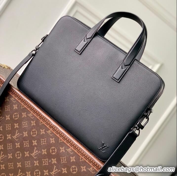 Top Grade Louis Vuitton Gate First Layer Leather Briefcase Bag M15258 Black