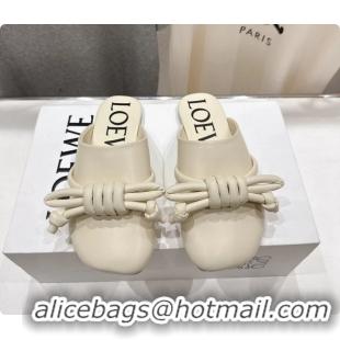 Purchase Loewe Flamenco Knot Lambskin Leather Flat Mules Off White 6070313