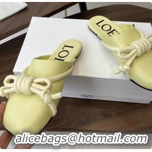 Loewe Flamenco Knot Flat Mules Shoes Yellow Lambskin Leather 6070313