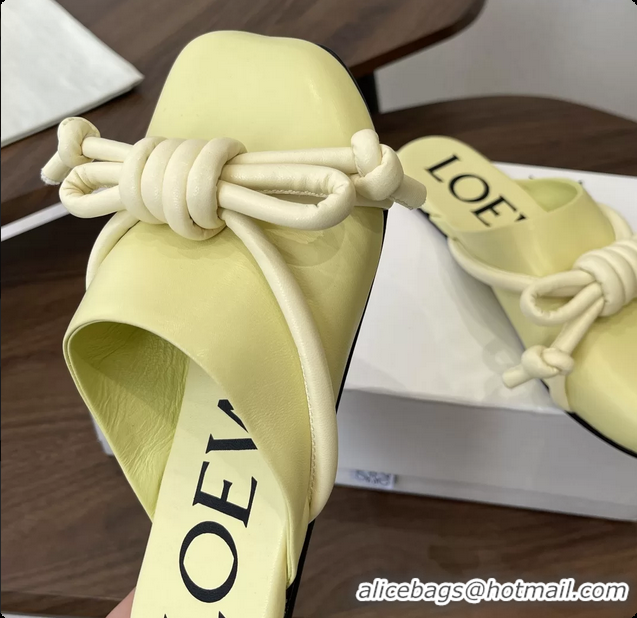 Loewe Flamenco Knot Flat Mules Shoes Yellow Lambskin Leather 6070313