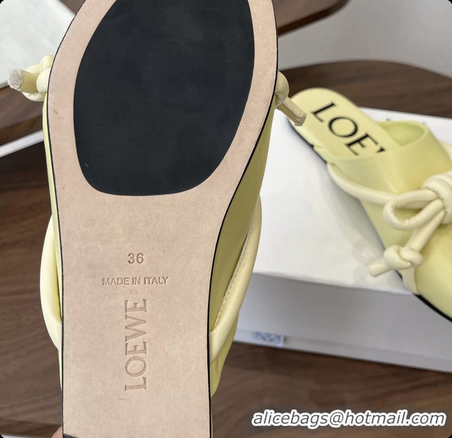 Loewe Flamenco Knot Flat Mules Shoes Yellow Lambskin Leather 6070313