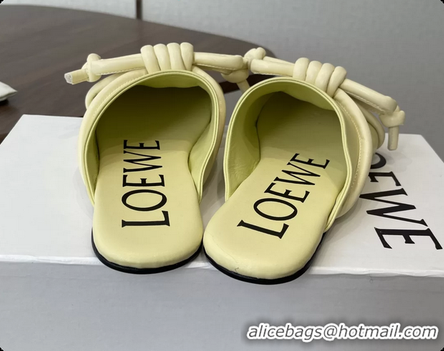 Loewe Flamenco Knot Flat Mules Shoes Yellow Lambskin Leather 6070313