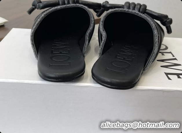 Best Price Loewe Flamenco Knot Flat Mules Shoes Gray Wool 6070313