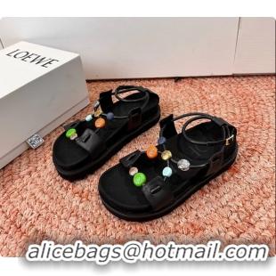 Unique Style Loewe x Paulas Ibiza Anagram Pebble Bead Leather Sandal Black 6070315
