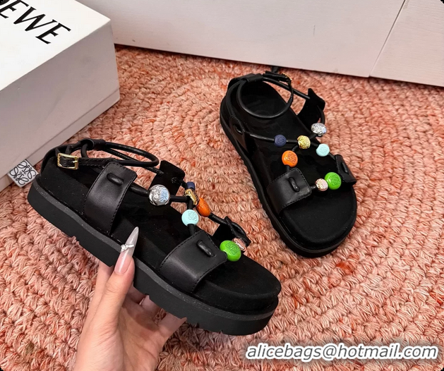 Unique Style Loewe x Paulas Ibiza Anagram Pebble Bead Leather Sandal Black 6070315
