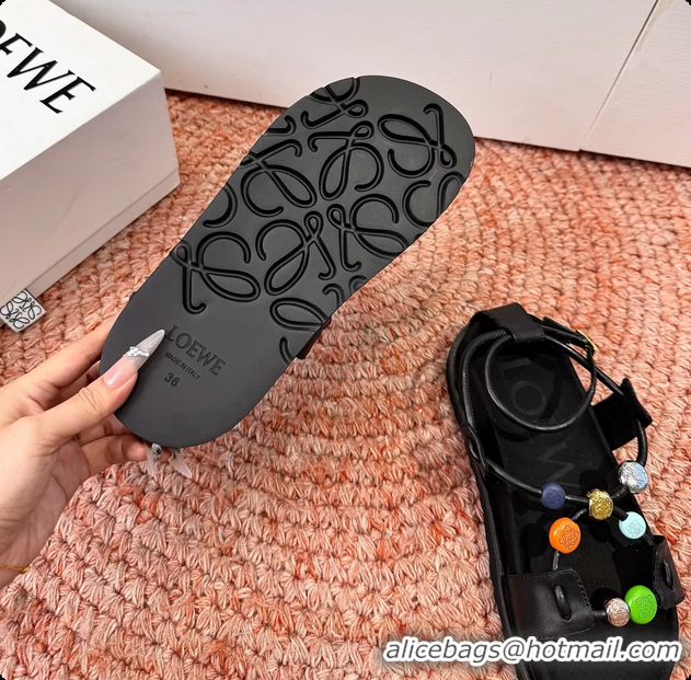 Unique Style Loewe x Paulas Ibiza Anagram Pebble Bead Leather Sandal Black 6070315