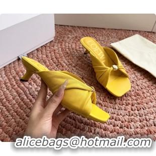 Low Price Loewe Pebble Soft Slide Sandals Yellow laminated Lambskin Leather 6070316