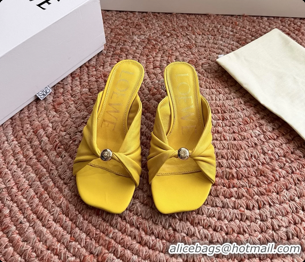 Low Price Loewe Pebble Soft Slide Sandals Yellow laminated Lambskin Leather 6070316