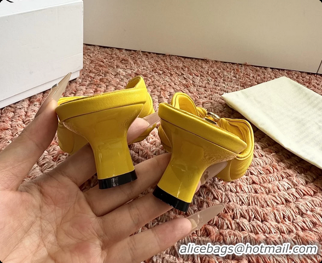 Low Price Loewe Pebble Soft Slide Sandals Yellow laminated Lambskin Leather 6070316