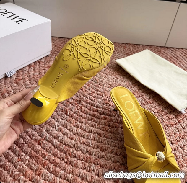 Low Price Loewe Pebble Soft Slide Sandals Yellow laminated Lambskin Leather 6070316