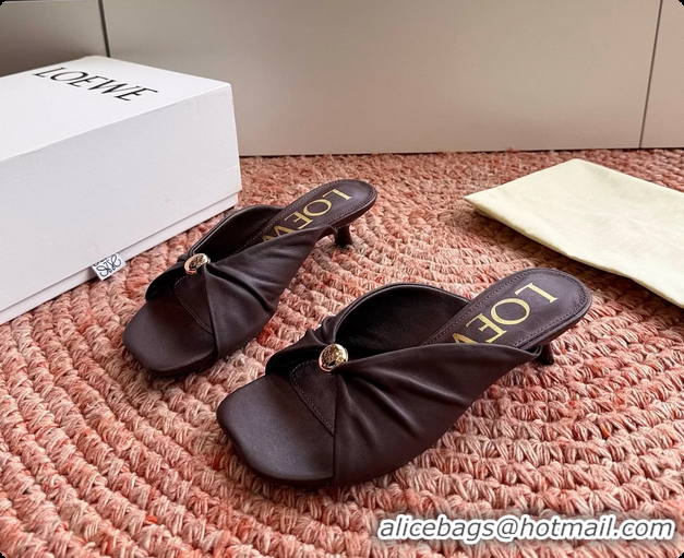 Charming Loewe Pebble Soft Slide Sandals Burgundy laminated Lambskin Leather 6070316