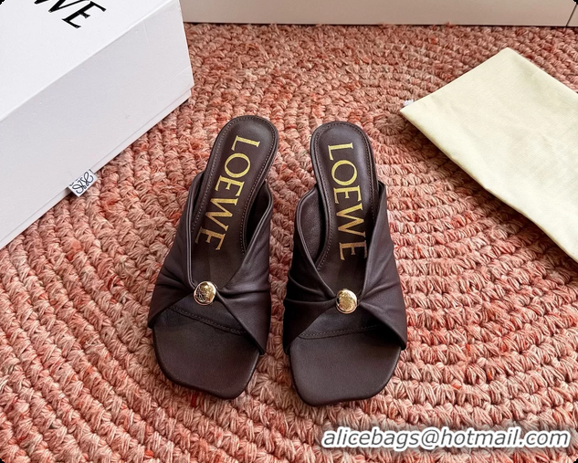 Charming Loewe Pebble Soft Slide Sandals Burgundy laminated Lambskin Leather 6070316