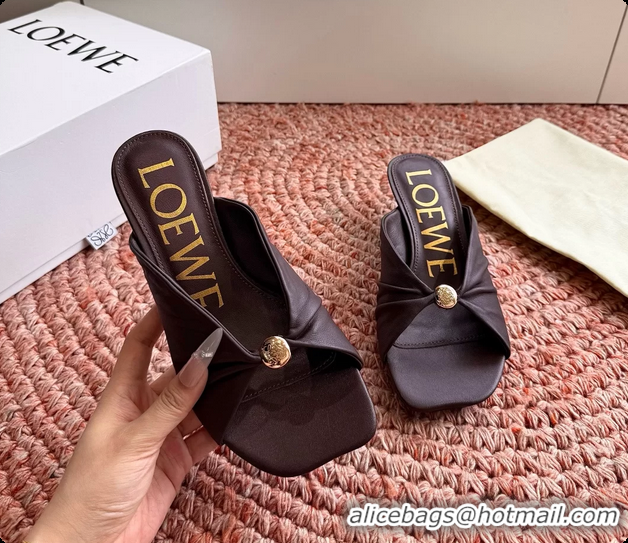 Charming Loewe Pebble Soft Slide Sandals Burgundy laminated Lambskin Leather 6070316