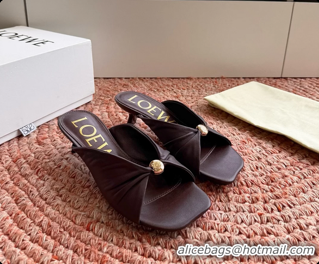 Charming Loewe Pebble Soft Slide Sandals Burgundy laminated Lambskin Leather 6070316