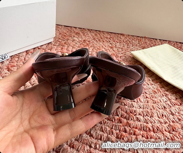 Charming Loewe Pebble Soft Slide Sandals Burgundy laminated Lambskin Leather 6070316
