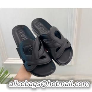 Cheap Price Loewe x Paulas Ibiza Ease Monogram Leather Flat Slides Sandals Black 6070318