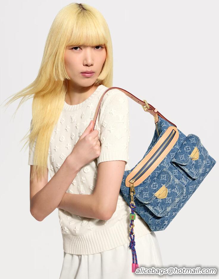Grade Discount Louis Vuitton Denim Rendez-Vous Baggy Bag M28266 Blue