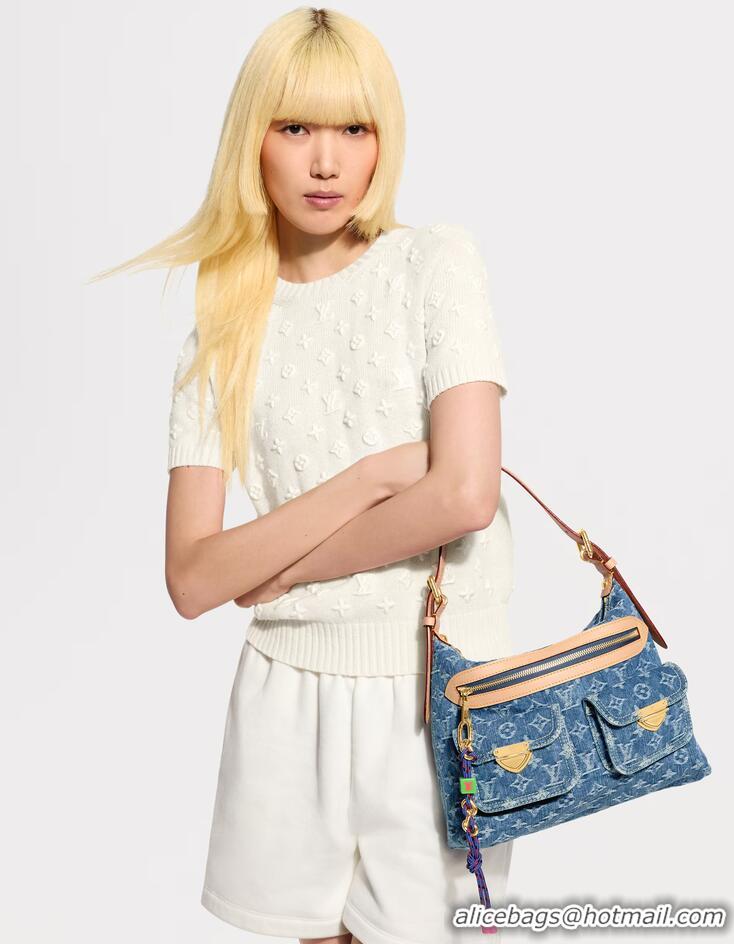 Grade Discount Louis Vuitton Denim Rendez-Vous Baggy Bag M28266 Blue