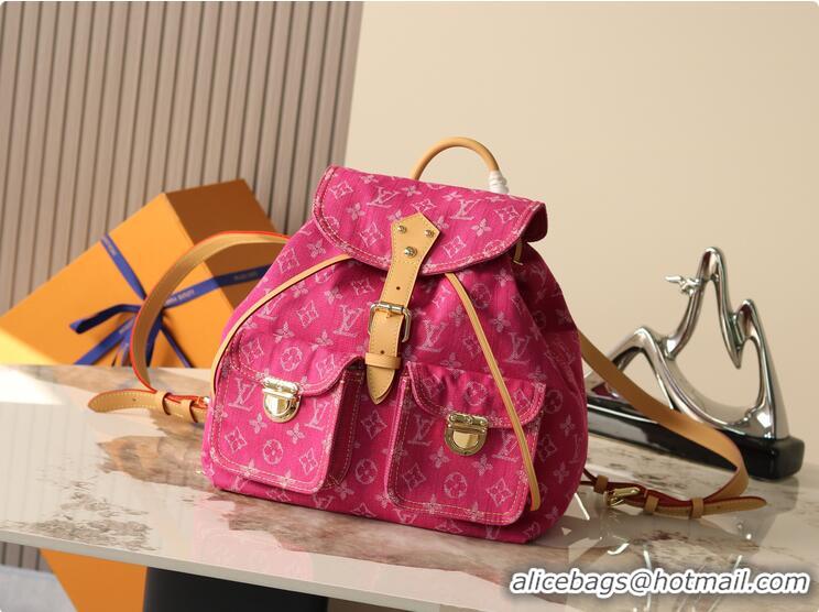 Top Design Louis Vuitton Denim Canvas Flip-top Backpack M95056 Pink