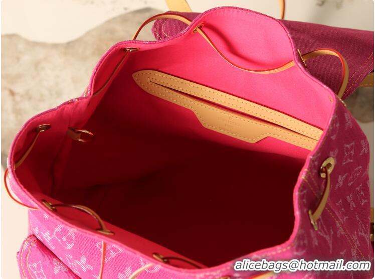 Top Design Louis Vuitton Denim Canvas Flip-top Backpack M95056 Pink