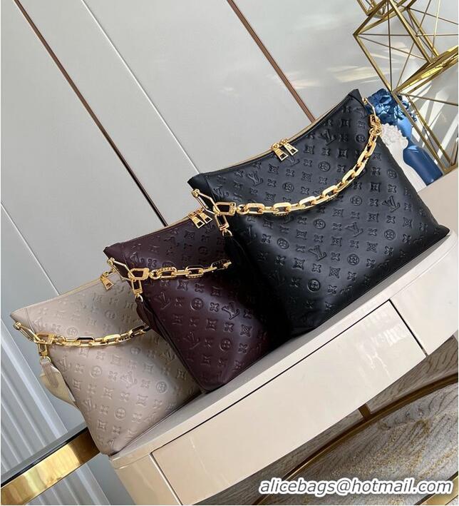 Top Design Louis Vuitton Monogram Empreinte Leather Hobo Bag MM M12072 Brown