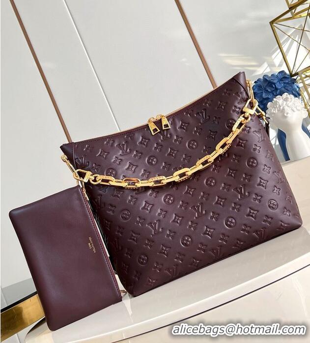 Top Design Louis Vuitton Monogram Empreinte Leather Hobo Bag MM M12072 Brown