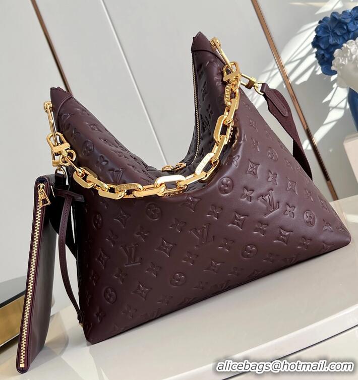 Top Design Louis Vuitton Monogram Empreinte Leather Hobo Bag MM M12072 Brown