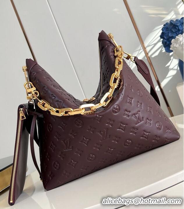 Top Design Louis Vuitton Monogram Empreinte Leather Hobo Bag MM M12072 Brown