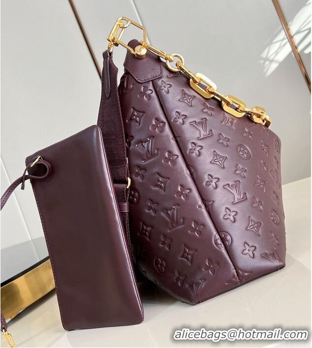 Top Design Louis Vuitton Monogram Empreinte Leather Hobo Bag MM M12072 Brown