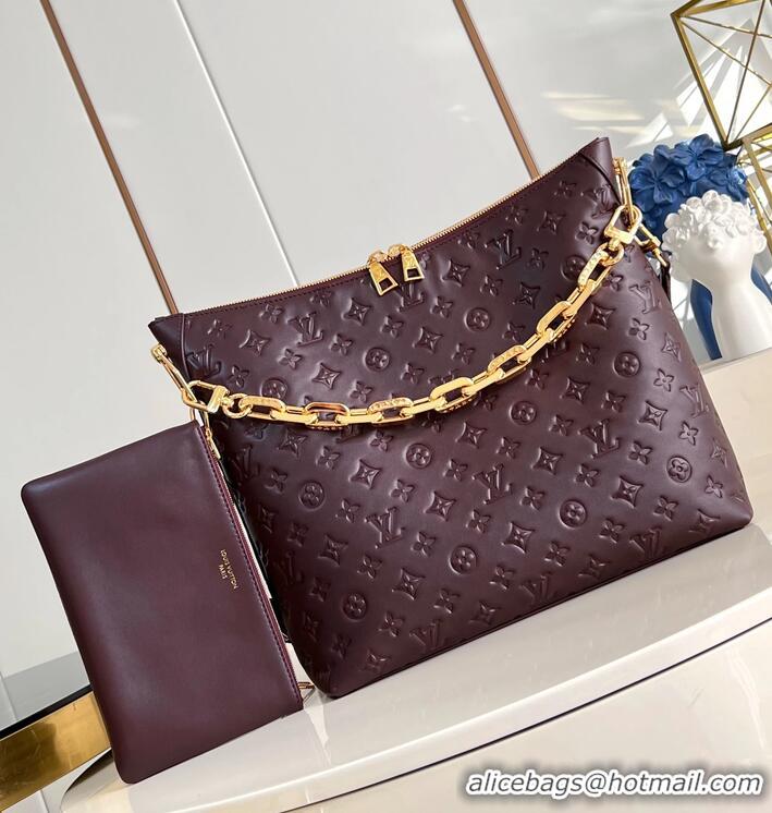 Top Design Louis Vuitton Monogram Empreinte Leather Hobo Bag MM M12072 Brown