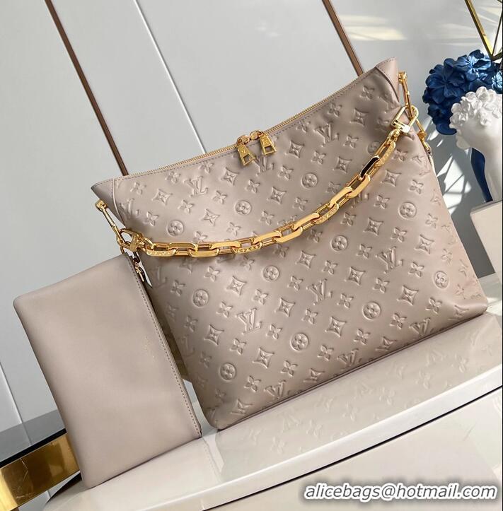 Best Price Louis Vuitton Monogram Empreinte Leather Hobo Bag MM M12072 Beige