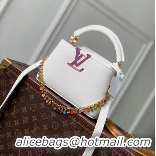 Top Grade Louis Vuitton Confetti Colorful Chain Mini Bag In Grained Leather M28200 White