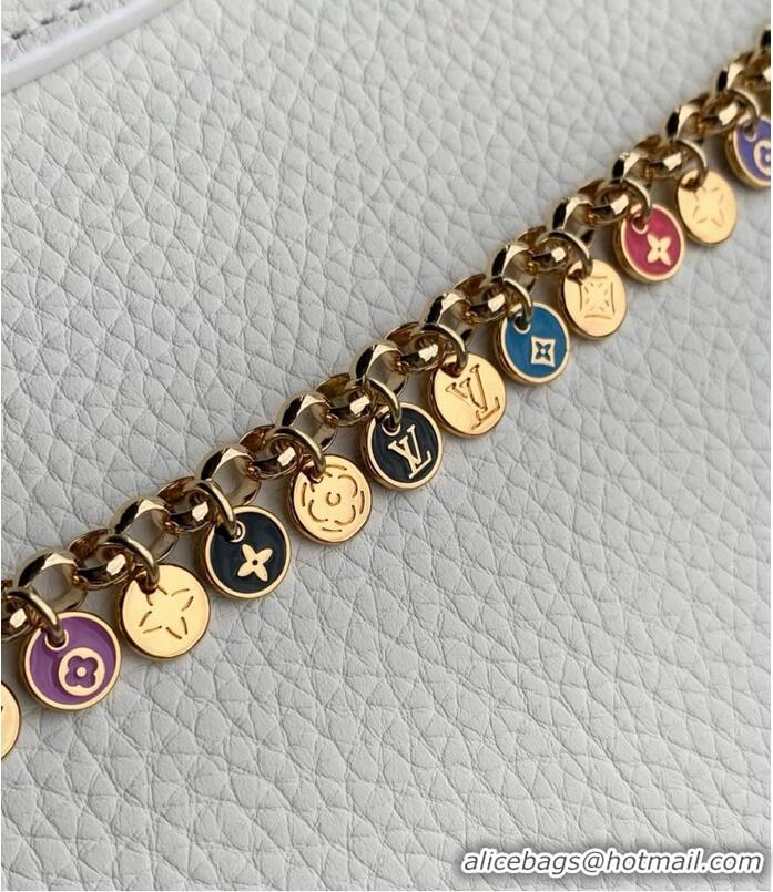 Top Grade Louis Vuitton Confetti Colorful Chain Mini Bag In Grained Leather M28200 White