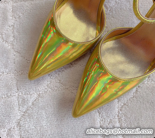 Top Grade Christian Louboutin Goldina Rain Crystal Embellished Gold Leather Pumps 105MM 6070501
