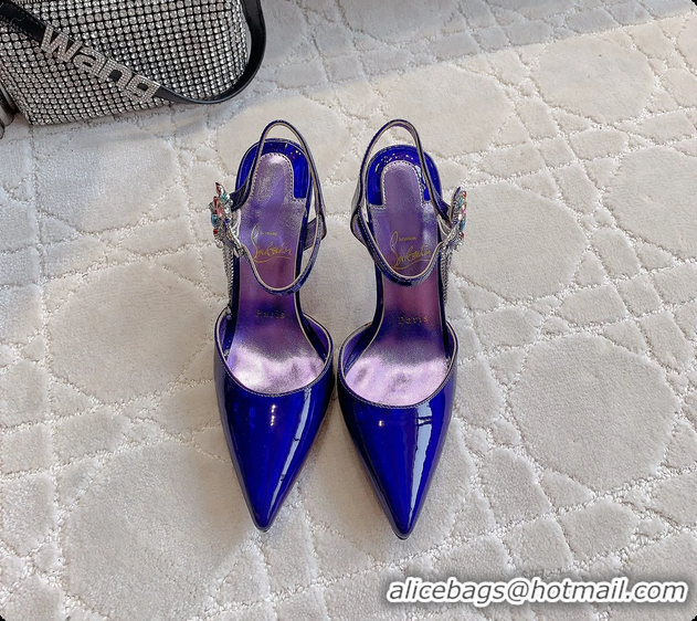 Good Quality Christian Louboutin Goldina Rain Crystal Embellished Purple Leather Pumps 105MM 6070501