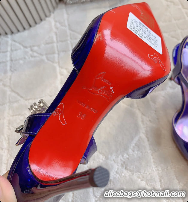Good Quality Christian Louboutin Goldina Rain Crystal Embellished Purple Leather Pumps 105MM 6070501