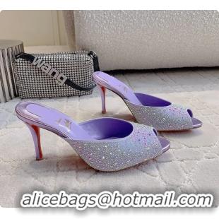 Classic Hot Christian Louboutin Crystals Strass Me Dolly High Heeled Sandals Light Purple 95MM 6070502